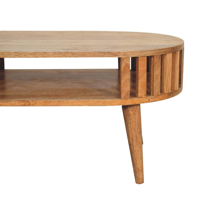 Mid-Century Modern Coffee Table - Solid Mango Wood Center Table for Living Room - product view 5 showing handcrafted...
