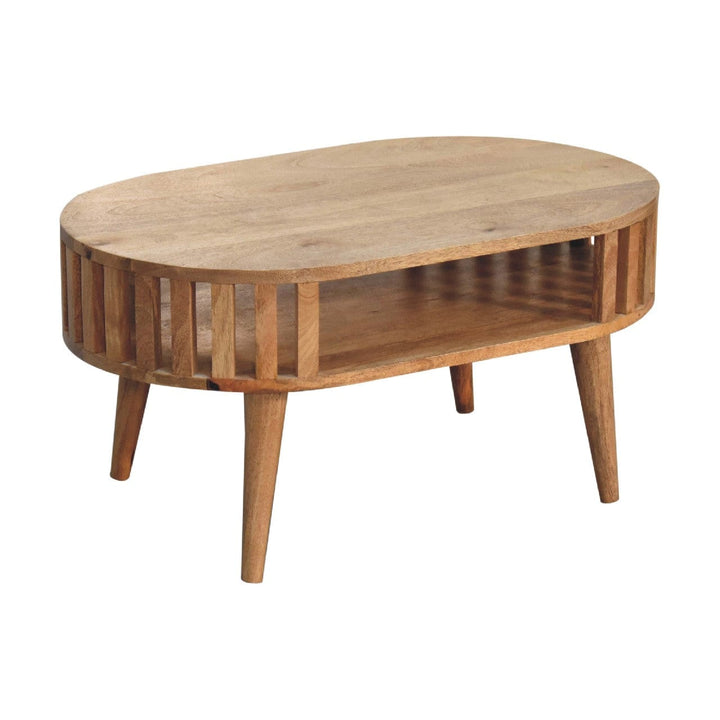 Mid-Century Modern Coffee Table - Solid Mango Wood Center Table for Living Room - product view 4 showing handcrafted...