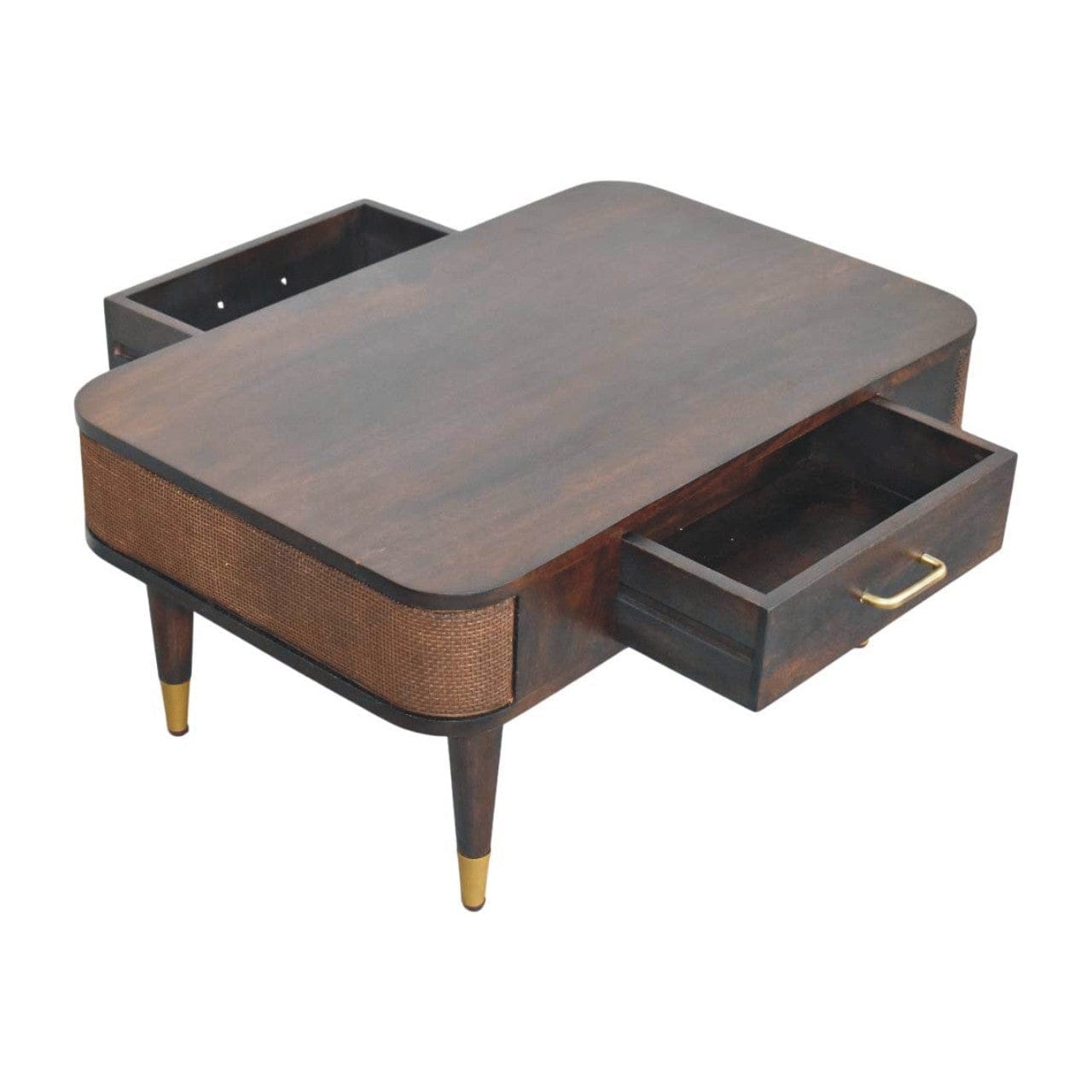 Mid-Century Modern Coffee Table - Solid Mango Wood Center Table for Living Room - product view 10 showing handcrafted...