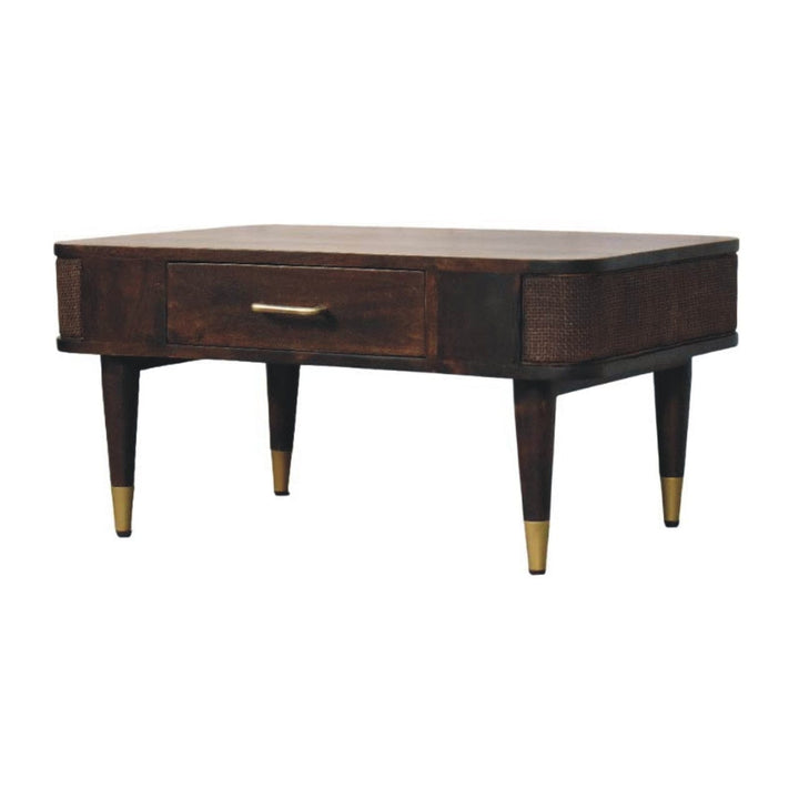 Mid-Century Modern Coffee Table - Solid Mango Wood Center Table for Living Room - product view 3 showing handcrafted...