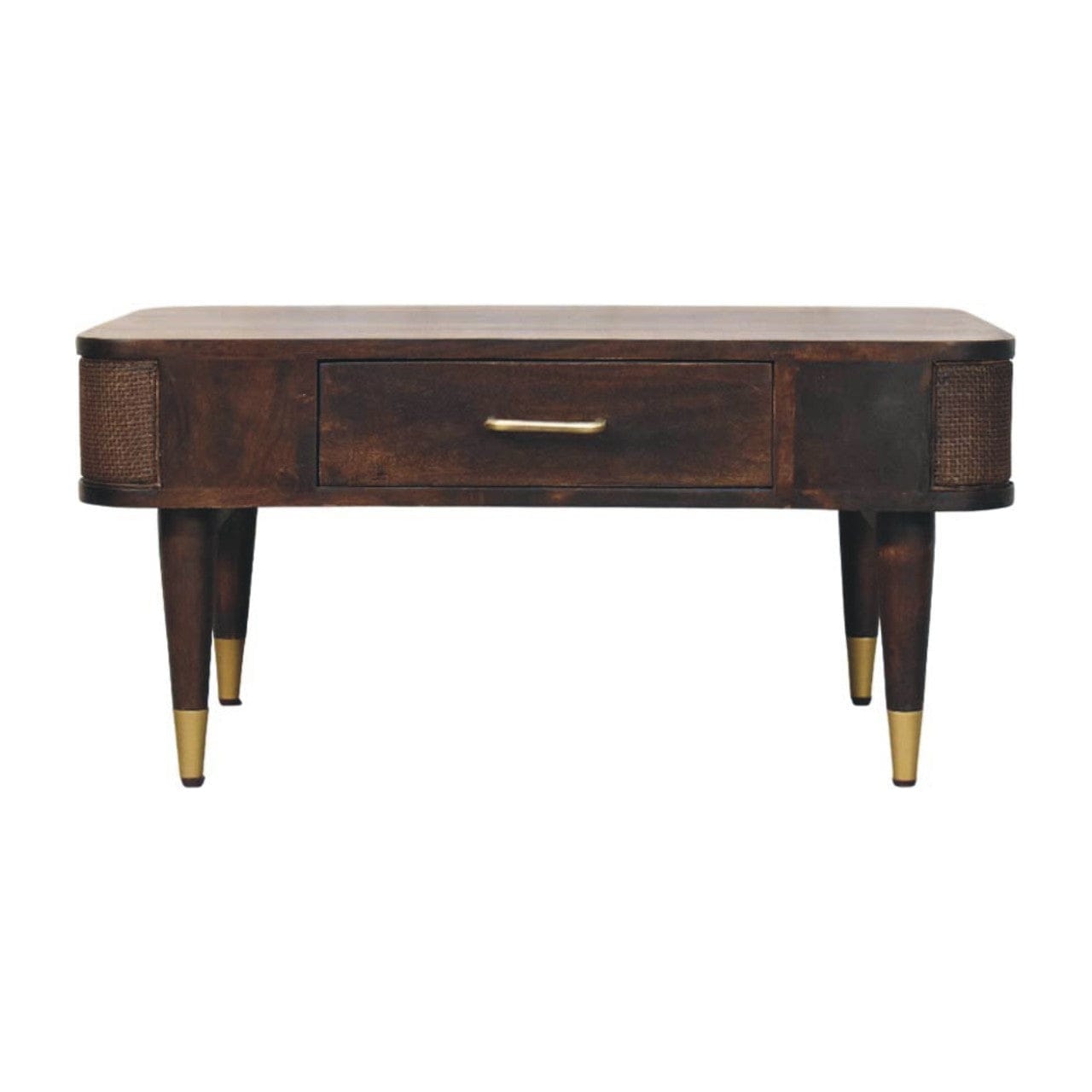Mid-Century Modern Coffee Table - Solid Mango Wood Center Table for Living Room - product view 2 showing handcrafted...