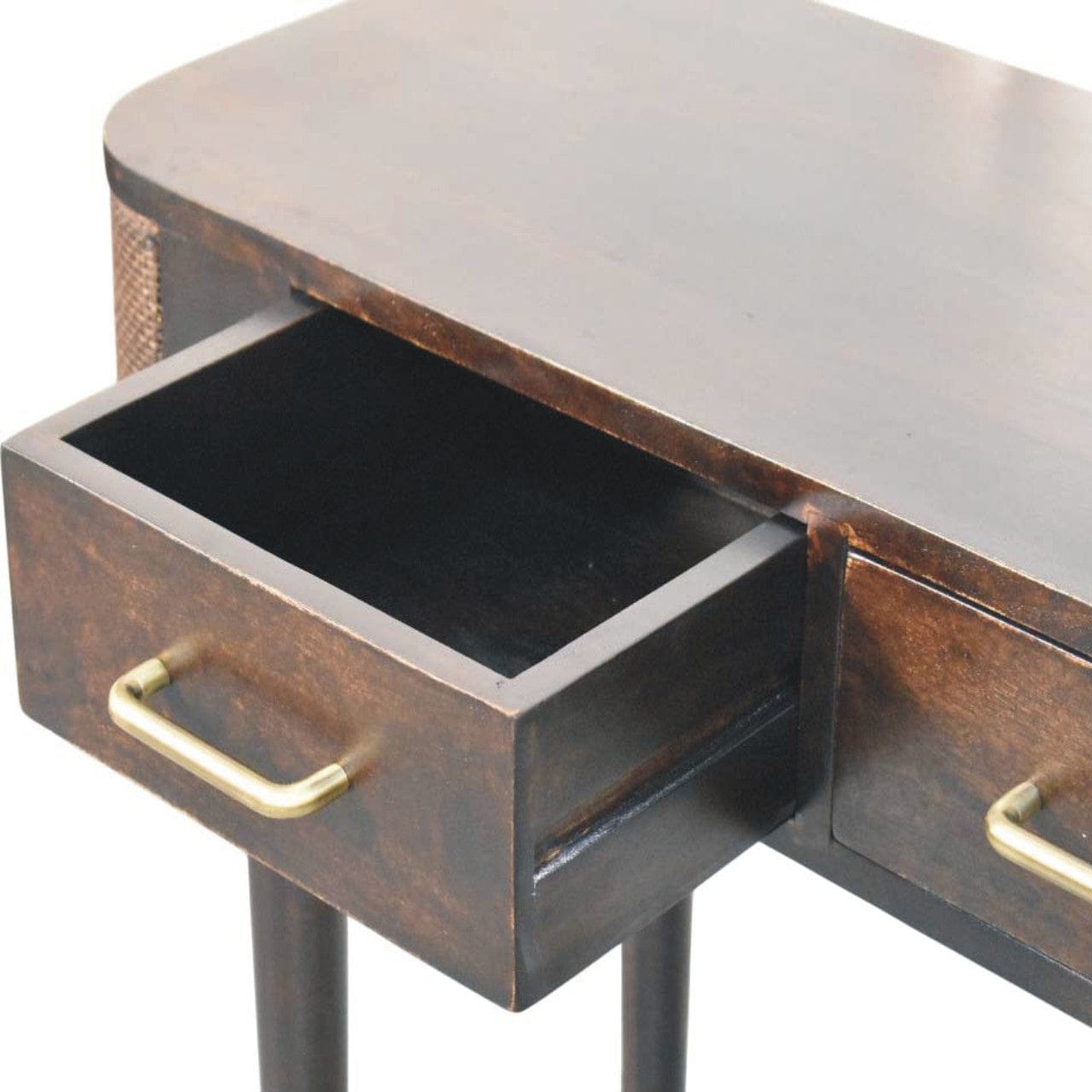 Mid-Century Modern Console Table - Solid Mango Wood Hallway Console for Entryway - product view 6 showing handcrafted...