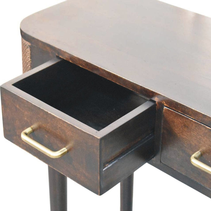 Mid-Century Modern Console Table - Solid Mango Wood Hallway Console for Entryway - product view 6 showing handcrafted...