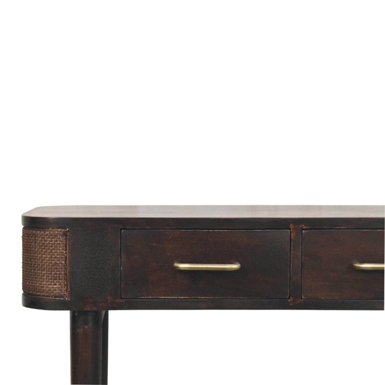 Mid-Century Modern Console Table - Solid Mango Wood Hallway Console for Entryway - product view 4 showing handcrafted...
