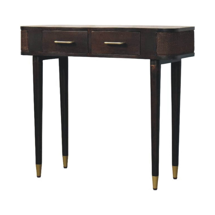 Mid-Century Modern Console Table - Solid Mango Wood Hallway Console for Entryway - product view 3 showing handcrafted...