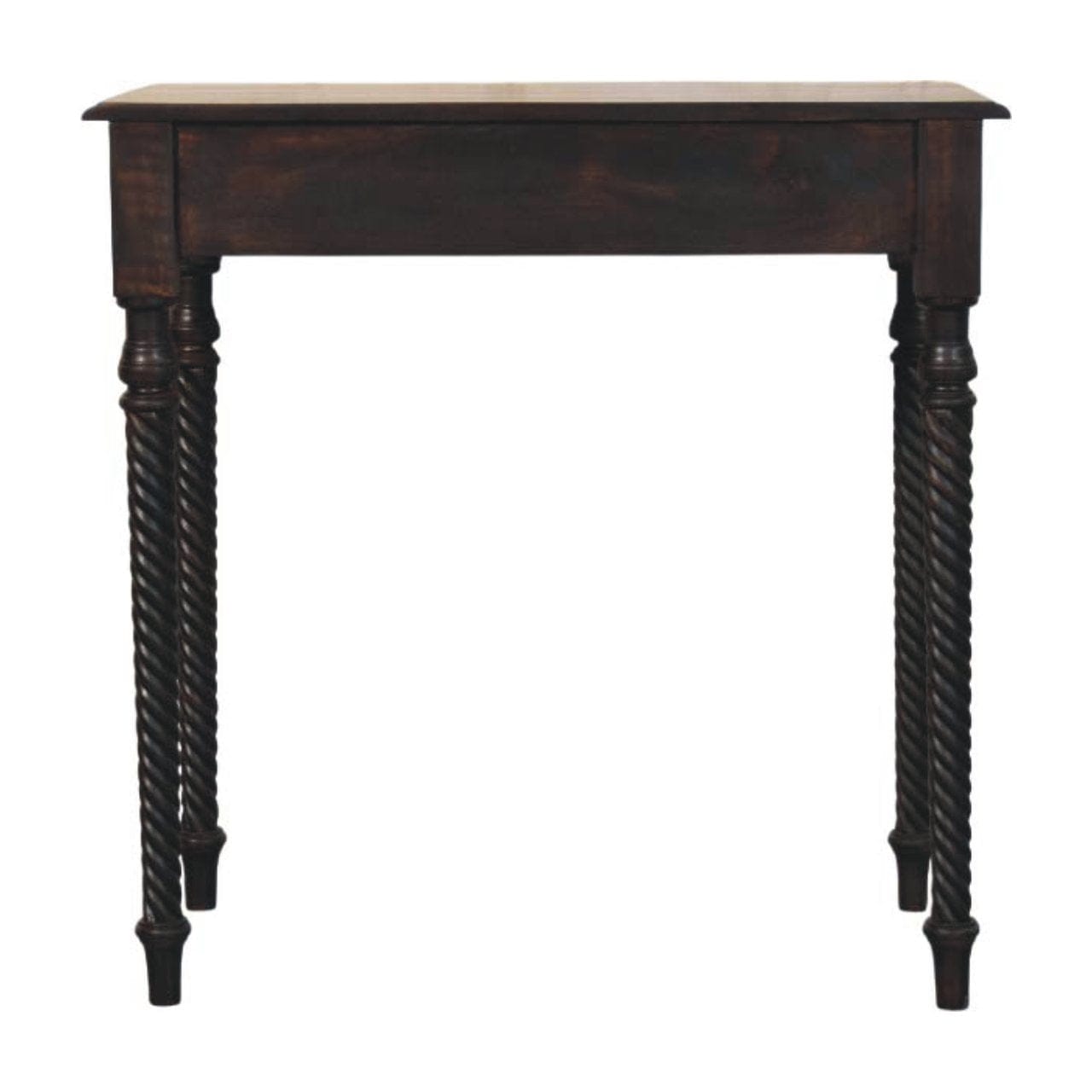 Cordelier Turned-Leg Writing Desk - Solid Mango Wood Writing Table for Home Office - product view 9 showing handcrafted...