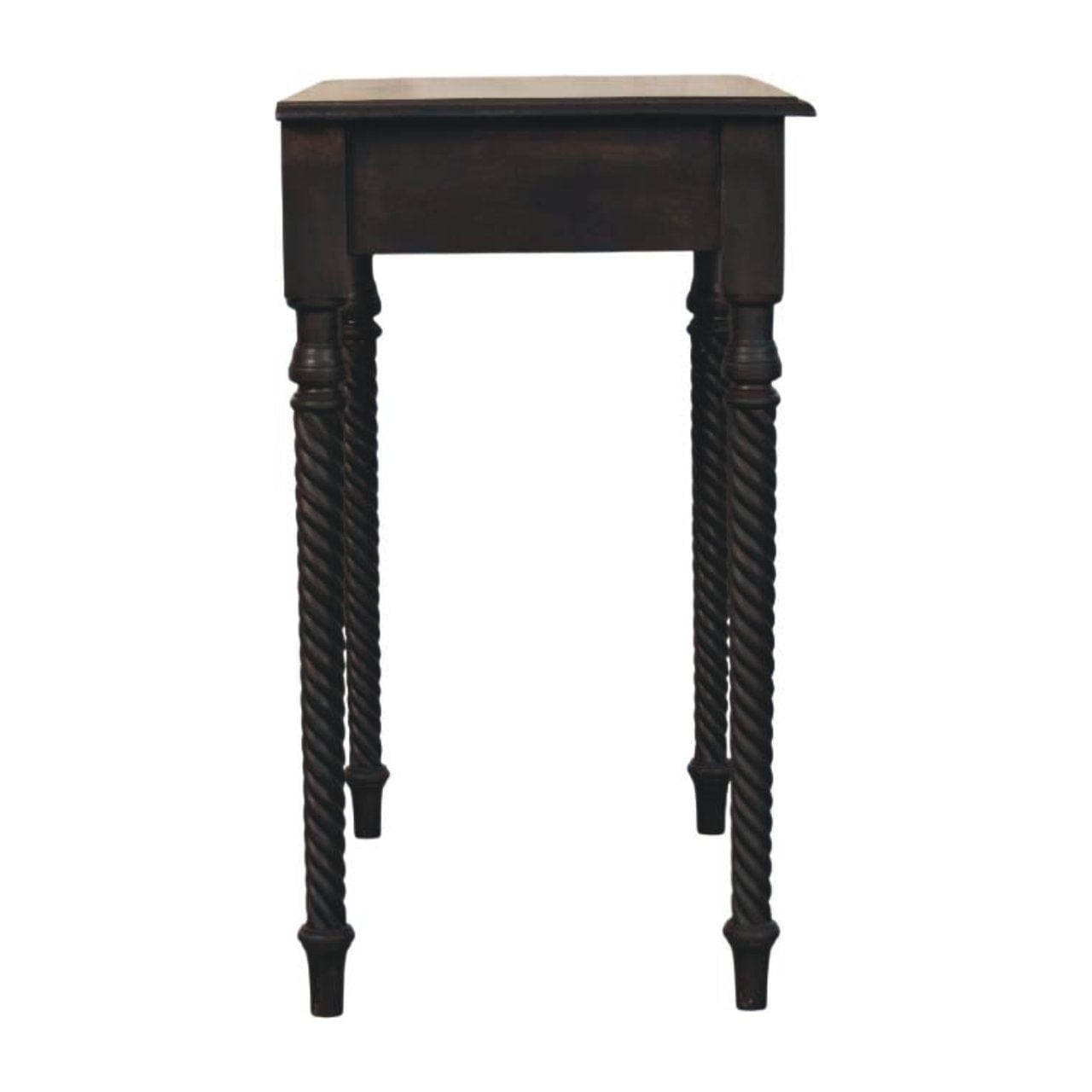 Cordelier Turned-Leg Writing Desk - Solid Mango Wood Writing Table for Home Office - product view 8 showing handcrafted...