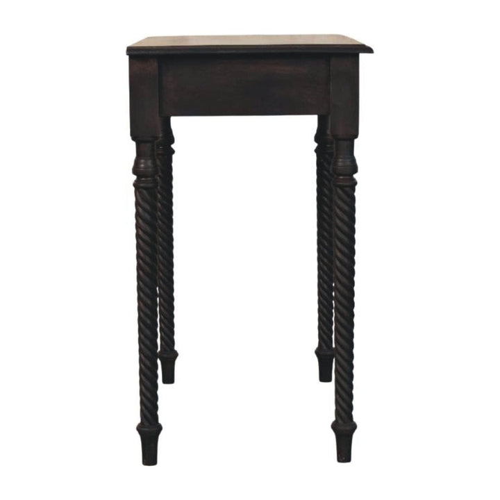 Cordelier Turned-Leg Writing Desk - Solid Mango Wood Writing Table for Home Office - product view 8 showing handcrafted...