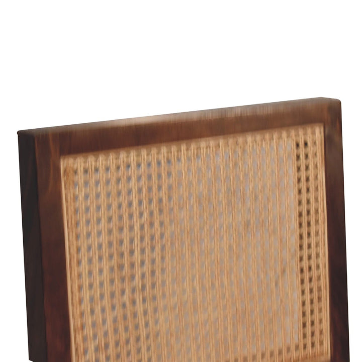 Cream Bouclé Rattan Dining Chair - Solid Mango Wood Chair - product view 4 showing handcrafted solid mango wood chair