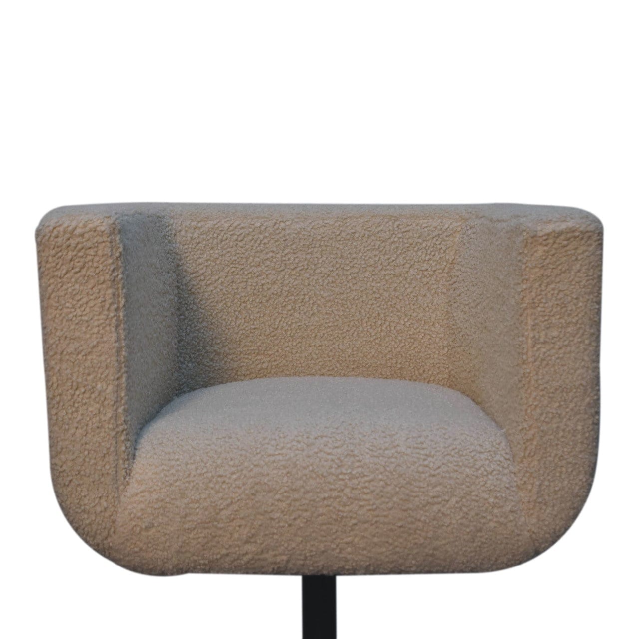 Mid-Century Modern Cream Boucle Swivel Chair in Solid Mango Wood - product view 6 showing handcrafted solid mango wood chair