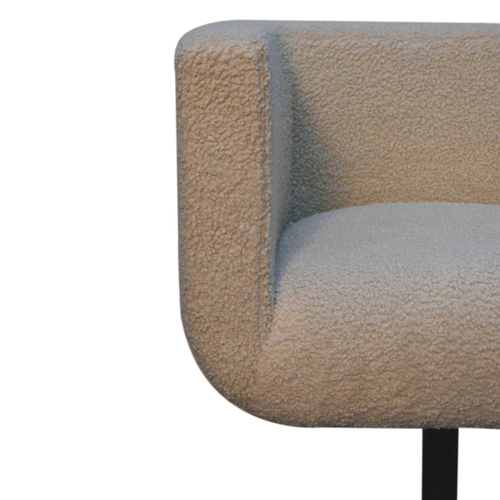 Mid-Century Modern Cream Boucle Swivel Chair in Solid Mango Wood - product view 5 showing handcrafted solid mango wood chair