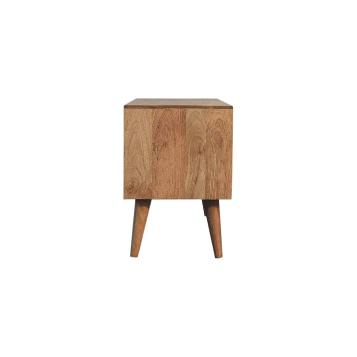 Mid-Century Modern Cubana TV Stand - Solid Mango Wood Entertainment Center for Living Room - product view 7 showing...