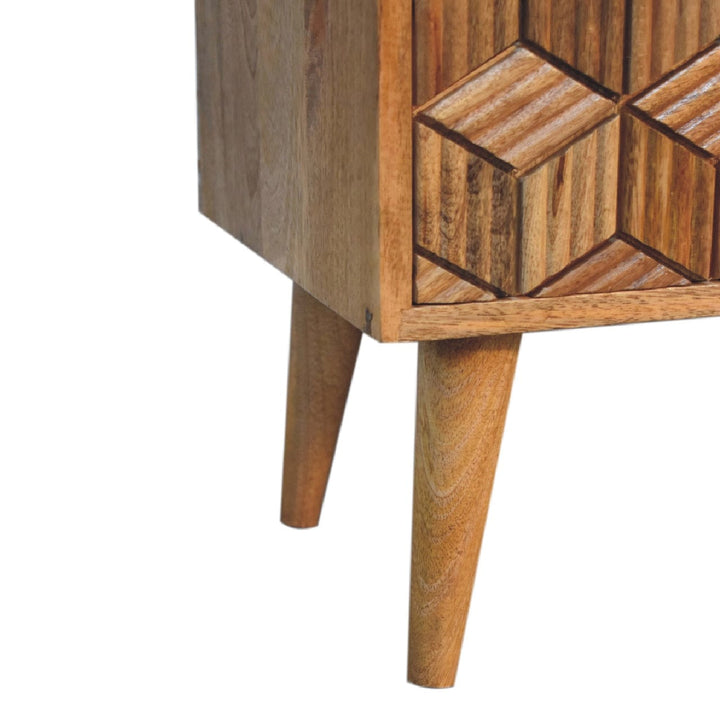 Mid-Century Modern Cubana TV Stand - Solid Mango Wood Entertainment Center for Living Room - product view 6 showing...