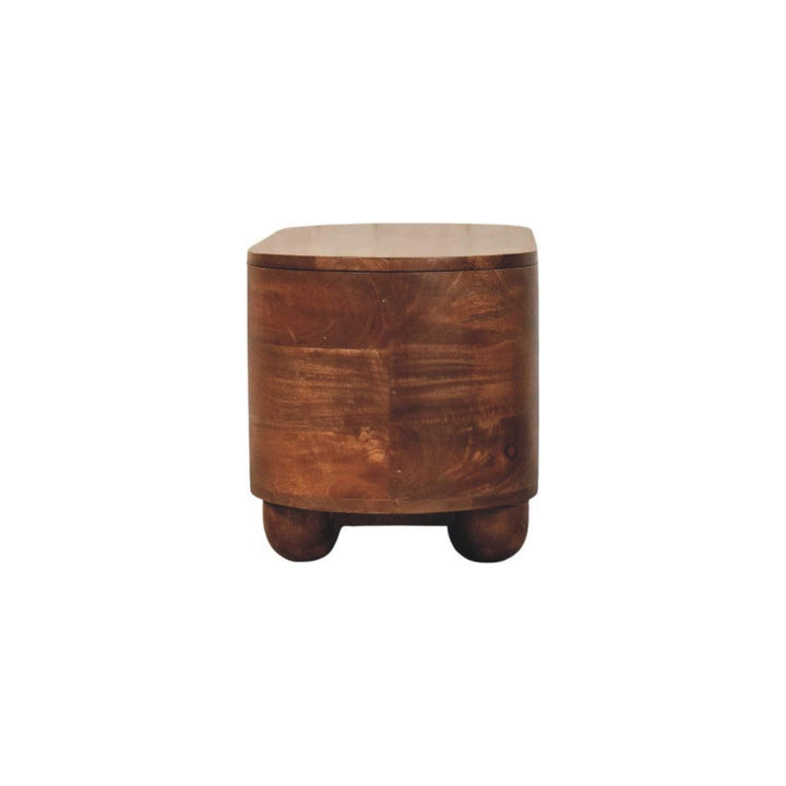 Rustic Curva Roasted Almond Storage Trunk - Solid Mango Wood Blanket Chest for Bedroom - product view 9 showing...