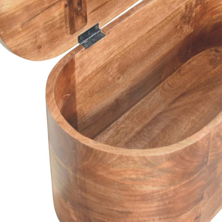 Rustic Curva Roasted Almond Storage Trunk - Solid Mango Wood Blanket Chest for Bedroom - product view 7 showing...