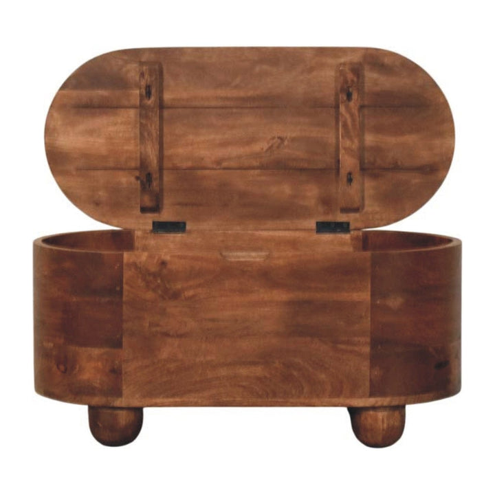 Rustic Curva Roasted Almond Storage Trunk - Solid Mango Wood Blanket Chest for Bedroom - product view 6 showing...