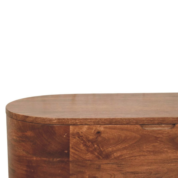 Rustic Curva Roasted Almond Storage Trunk - Solid Mango Wood Blanket Chest for Bedroom - product view 4 showing...
