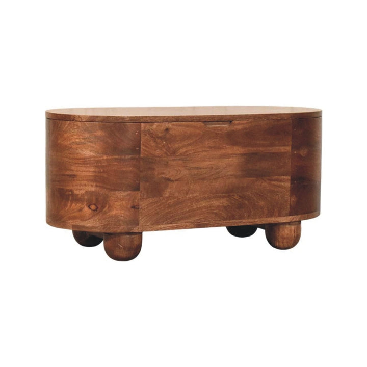 Rustic Curva Roasted Almond Storage Trunk - Solid Mango Wood Blanket Chest for Bedroom - product view 3 showing...