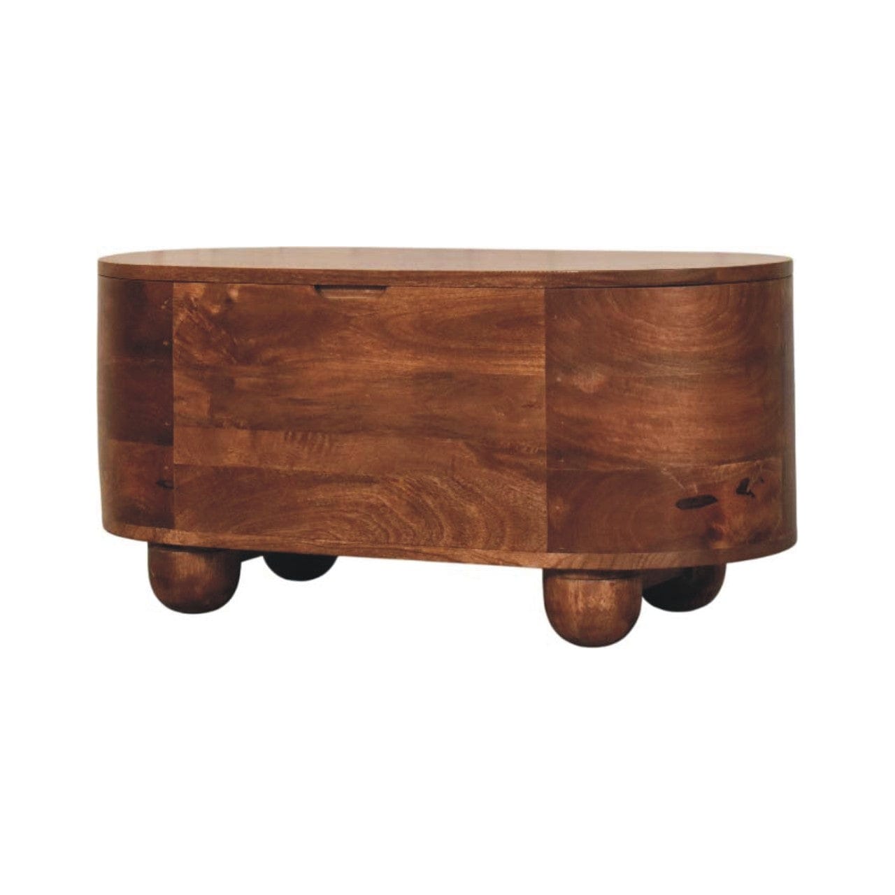 Rustic Curva Roasted Almond Storage Trunk - Solid Mango Wood Blanket Chest for Bedroom - product view 2 showing...