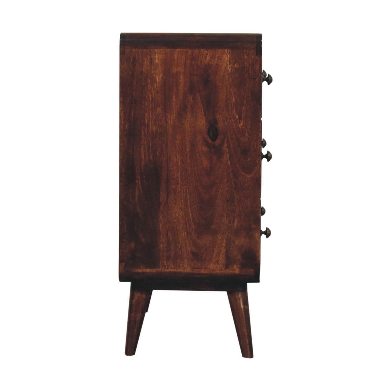Mid-Century Modern Curved California Walnut Dresser - Solid Mango Wood Storage Chest for Bedroom - product view 8 showing...