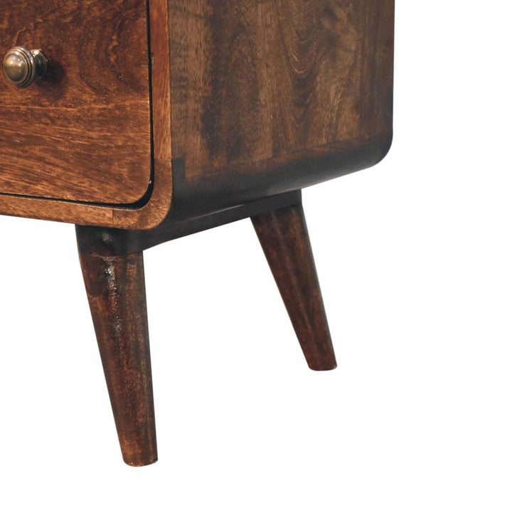 Mid-Century Modern Curved California Walnut Dresser - Solid Mango Wood Storage Chest for Bedroom - product view 7 showing...