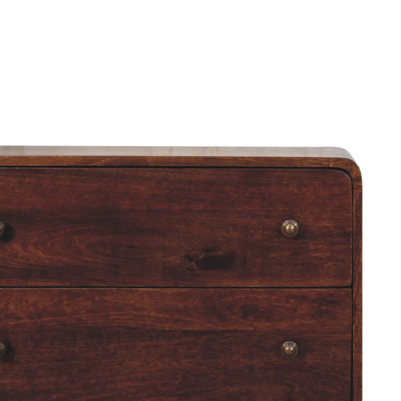 Mid-Century Modern Curved California Walnut Dresser - Solid Mango Wood Storage Chest for Bedroom - product view 4 showing...