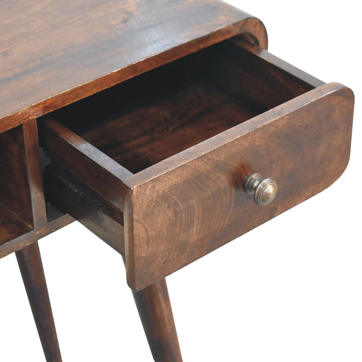 Mid-Century Modern Curved California Walnut Writing Desk - Solid Mango Wood Writing Table for Home Office - product view...