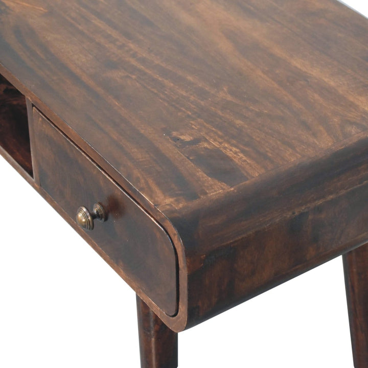 Mid-Century Modern Curved California Walnut Writing Desk - Solid Mango Wood Writing Table for Home Office - product view...