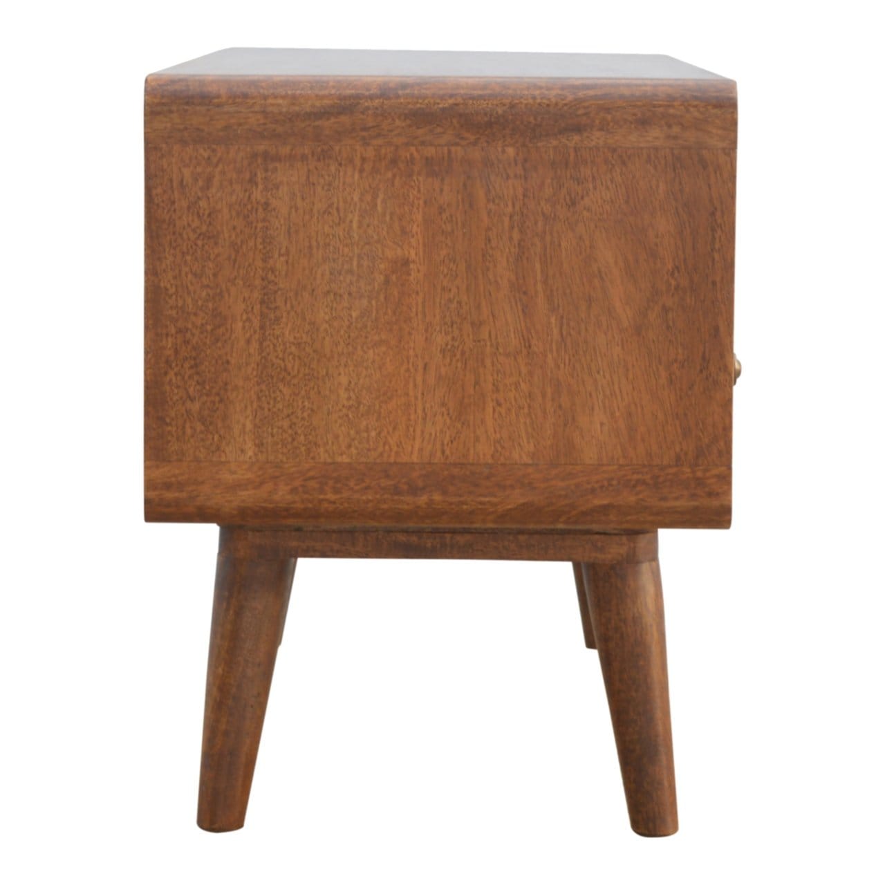 Mid-Century Modern Curved Chestnut TV Stand - Solid Mango Wood Entertainment Center for Living Room - product view 8...