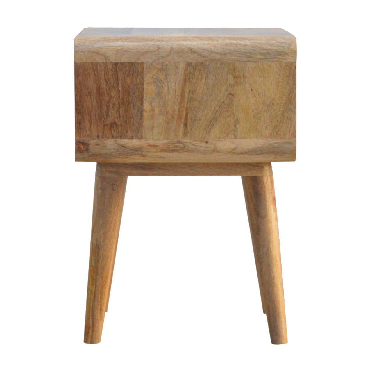 Mid-Century Modern Curved Open Nightstand - Solid Mango Wood Bedside Table for Bedroom - product view 8 showing...