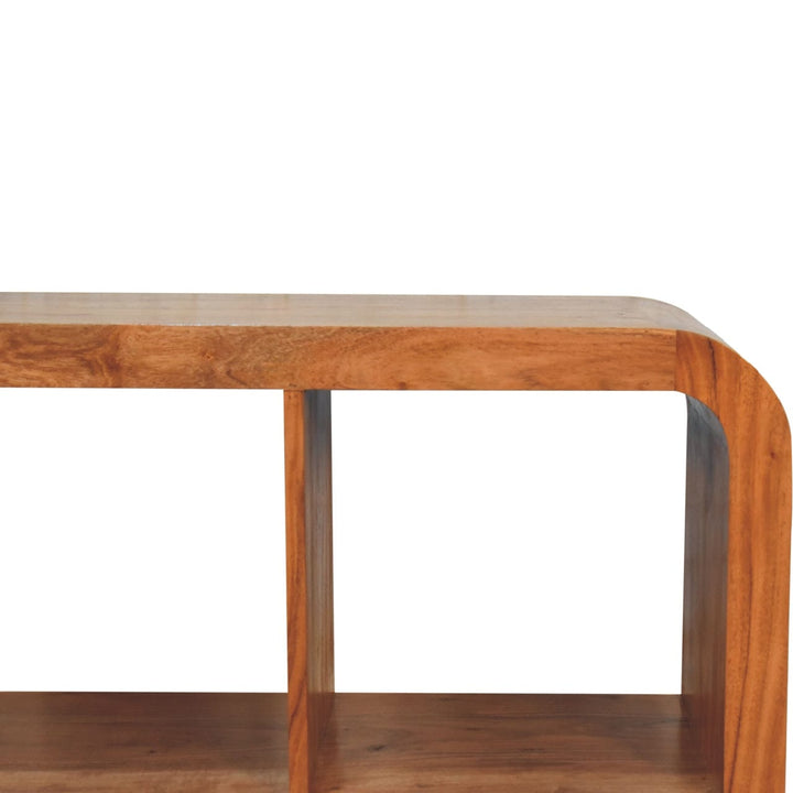 Mid-Century Modern Darcy Display Unit - Solid Mango Wood Bookcase for Living Room - product view 6 showing handcrafted...
