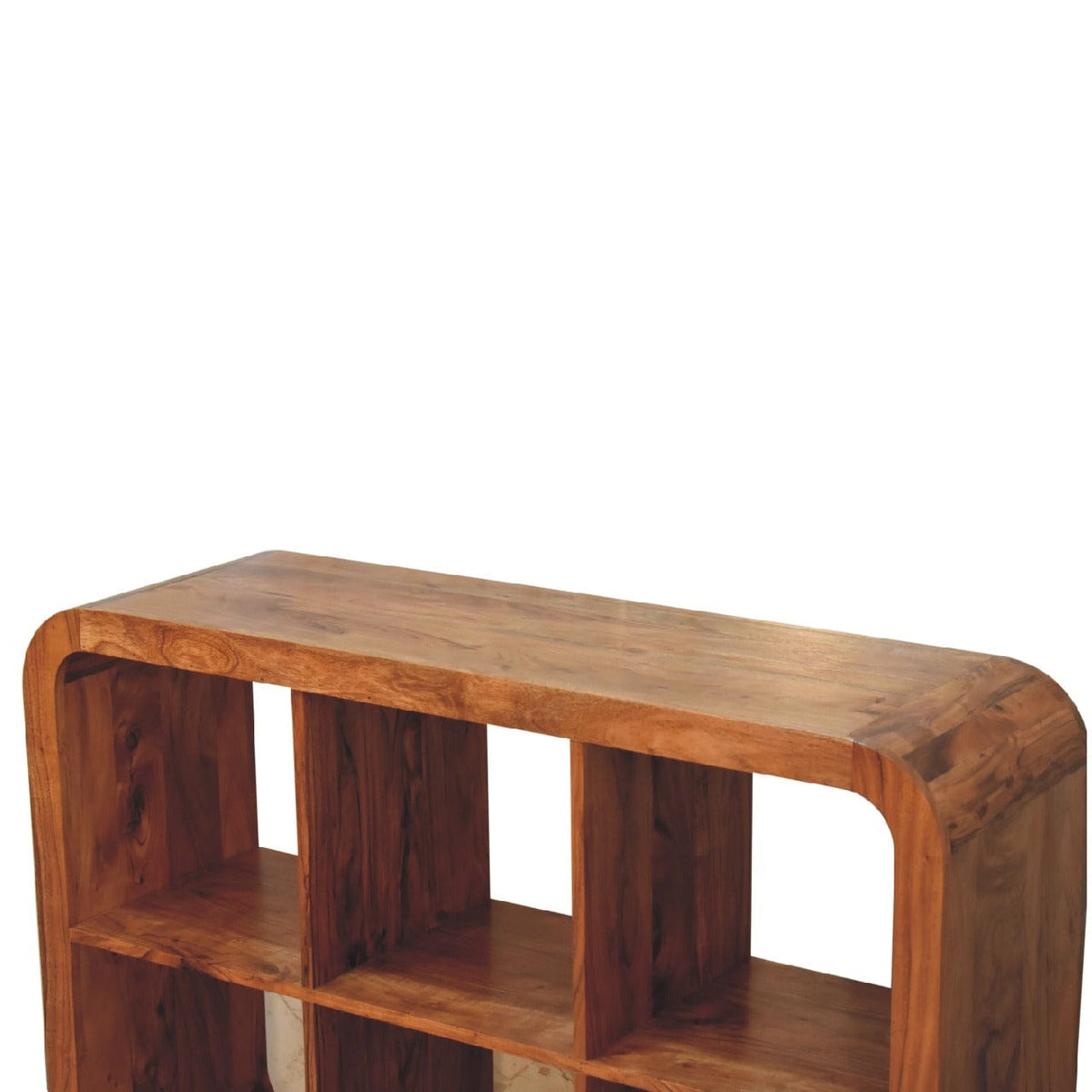 Mid-Century Modern Darcy Display Unit - Solid Mango Wood Bookcase for Living Room - product view 4 showing handcrafted...