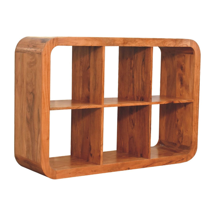 Mid-Century Modern Darcy Display Unit - Solid Mango Wood Bookcase for Living Room - product view 3 showing handcrafted...