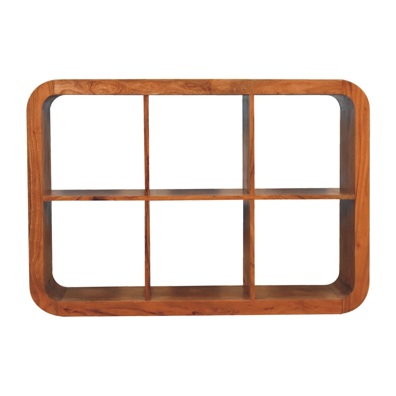 Mid-Century Modern Darcy Display Unit - Solid Mango Wood Bookcase for Living Room - main view showing handcrafted solid...
