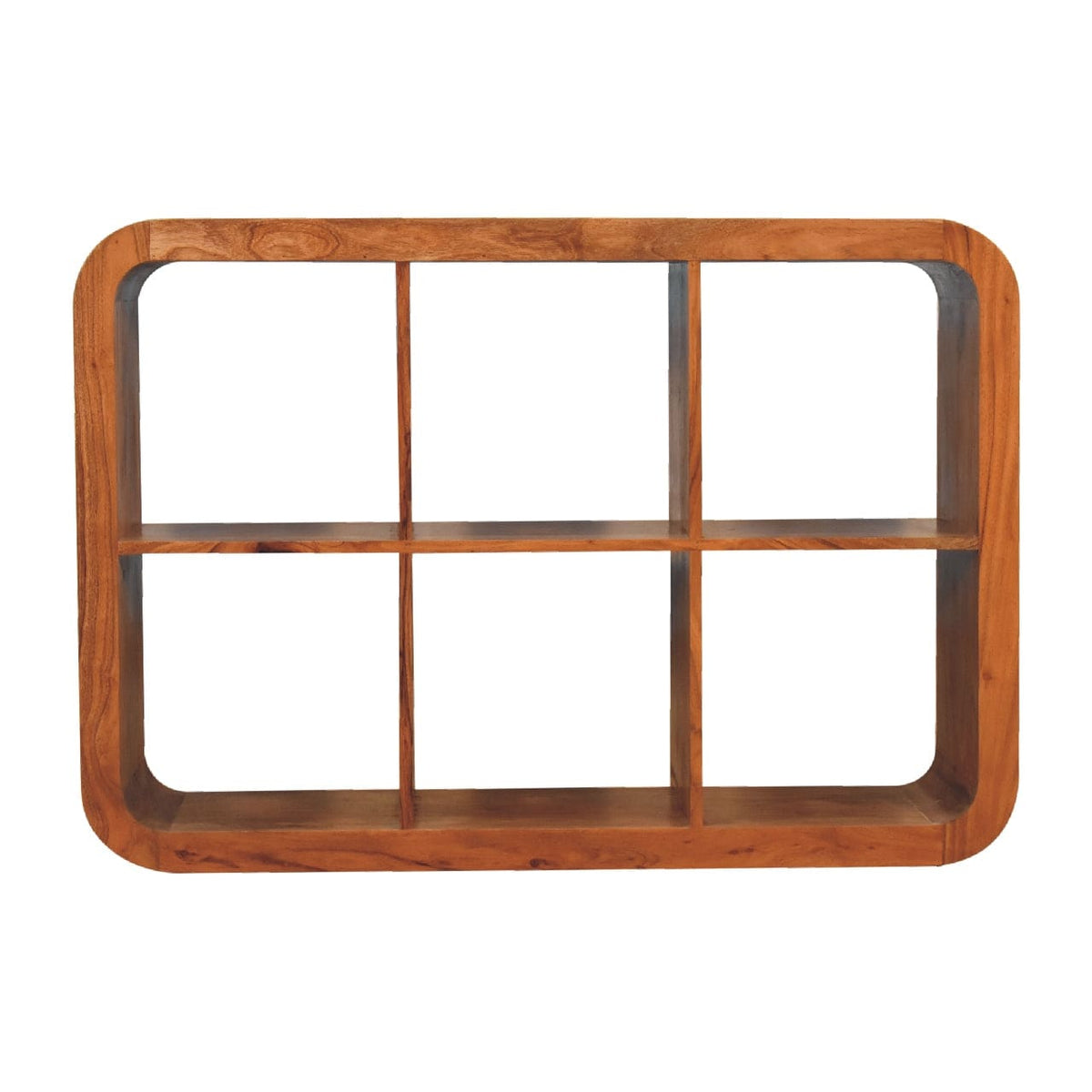 Mid-Century Modern Darcy Display Unit - Solid Mango Wood Bookcase for Living Room - main view showing handcrafted solid...