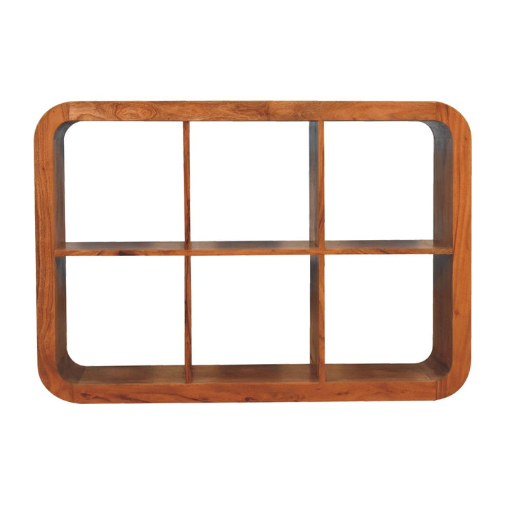 Mid-Century Modern Darcy Display Unit - Solid Mango Wood Bookcase for Living Room - main view showing handcrafted solid...