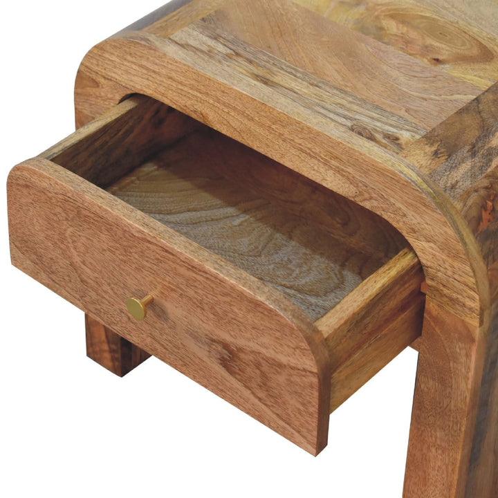 Mid-Century Modern Darcy Nightstand - Solid Mango Wood Bedside Table for Bedroom - product view 7 showing handcrafted...