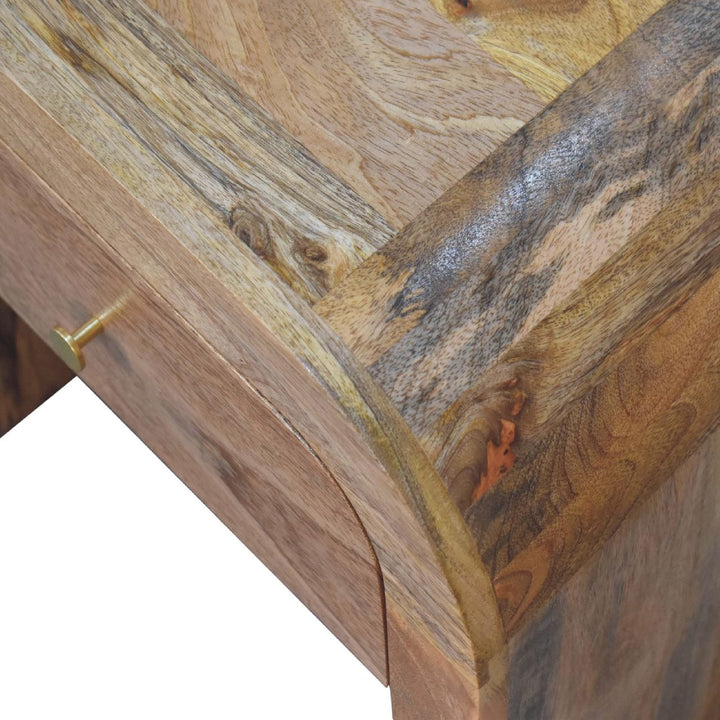 Mid-Century Modern Darcy Nightstand - Solid Mango Wood Bedside Table for Bedroom - product view 6 showing handcrafted...