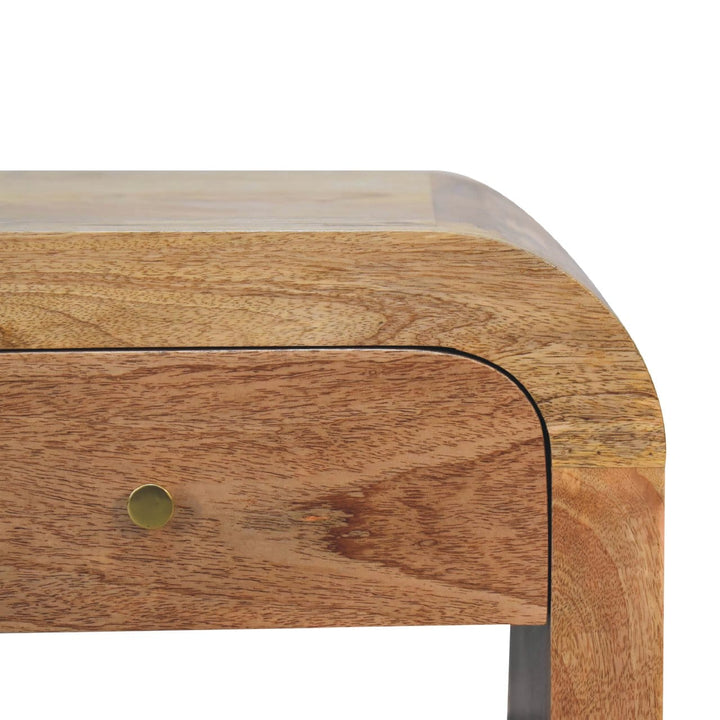 Mid-Century Modern Darcy Nightstand - Solid Mango Wood Bedside Table for Bedroom - product view 5 showing handcrafted...