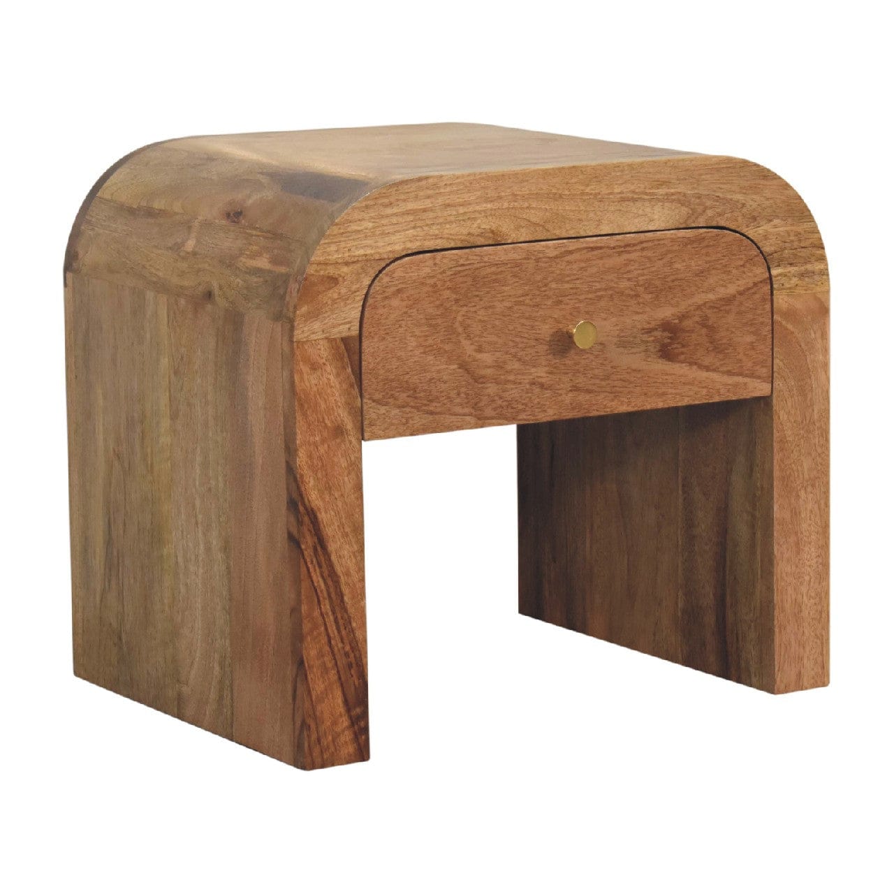 Mid-Century Modern Darcy Nightstand - Solid Mango Wood Bedside Table for Bedroom - product view 4 showing handcrafted...