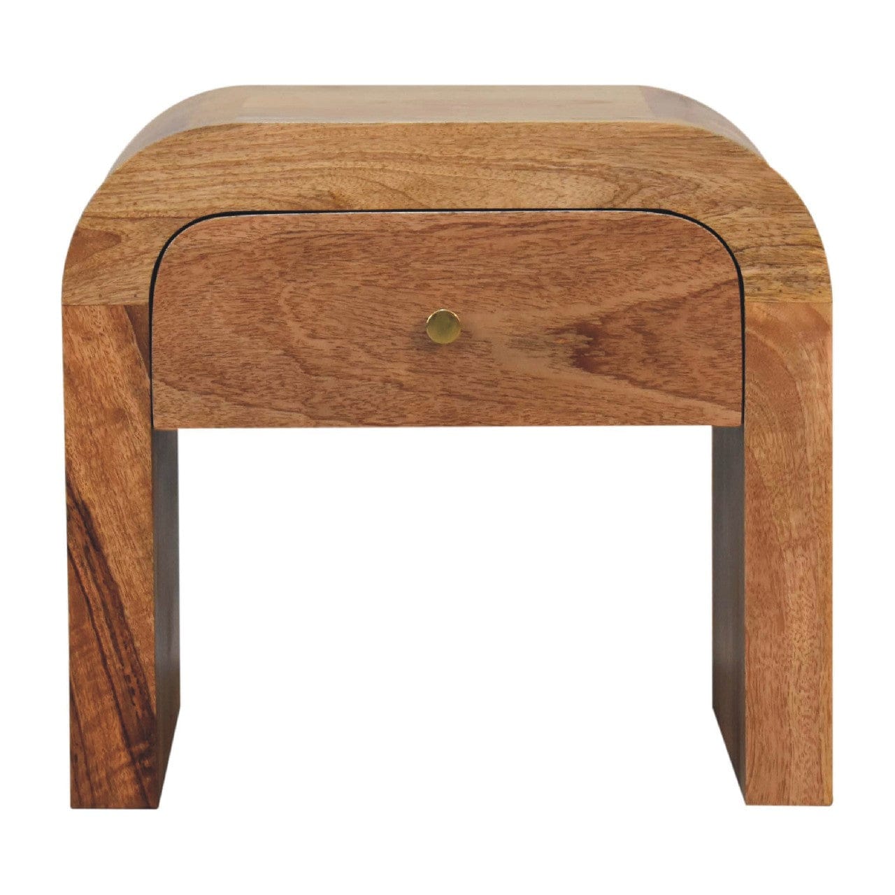 Mid-Century Modern Darcy Nightstand - Solid Mango Wood Bedside Table for Bedroom - product view 2 showing handcrafted...