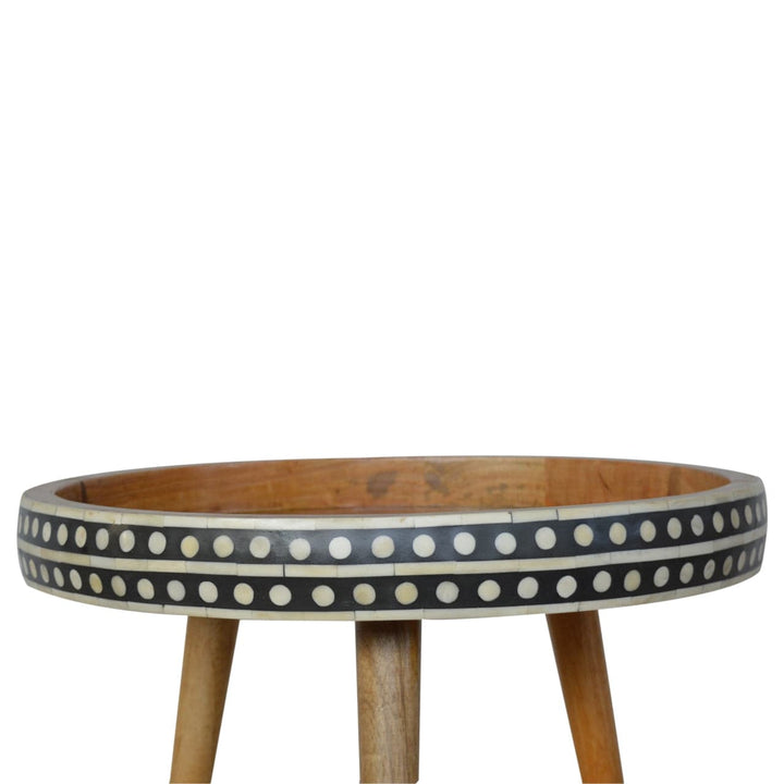 Mid-Century Modern Dotted End Table - Solid Mango Wood Side Table for Living Room - product view 6 showing handcrafted...
