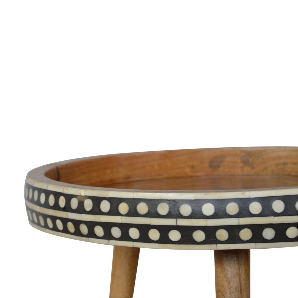Mid-Century Modern Dotted End Table - Solid Mango Wood Side Table for Living Room - product view 5 showing handcrafted...