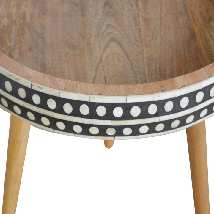 Mid-Century Modern Dotted End Table - Solid Mango Wood Side Table for Living Room - product view 3 showing handcrafted...