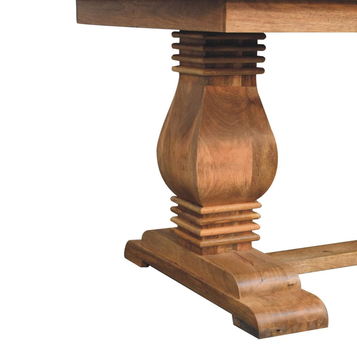 Farmhouse Elmbrook Dining Table - Solid Mango Wood Kitchen Table - product view 8 showing handcrafted solid mango wood...