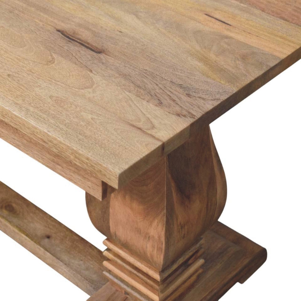 Farmhouse Elmbrook Dining Table - Solid Mango Wood Kitchen Table - product view 6 showing handcrafted solid mango wood...