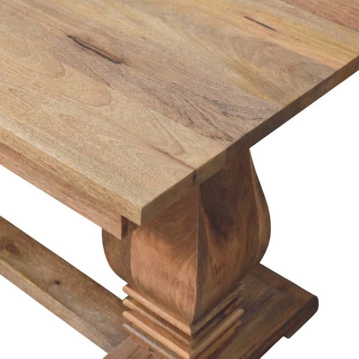 Farmhouse Elmbrook Dining Table - Solid Mango Wood Kitchen Table - product view 6 showing handcrafted solid mango wood...