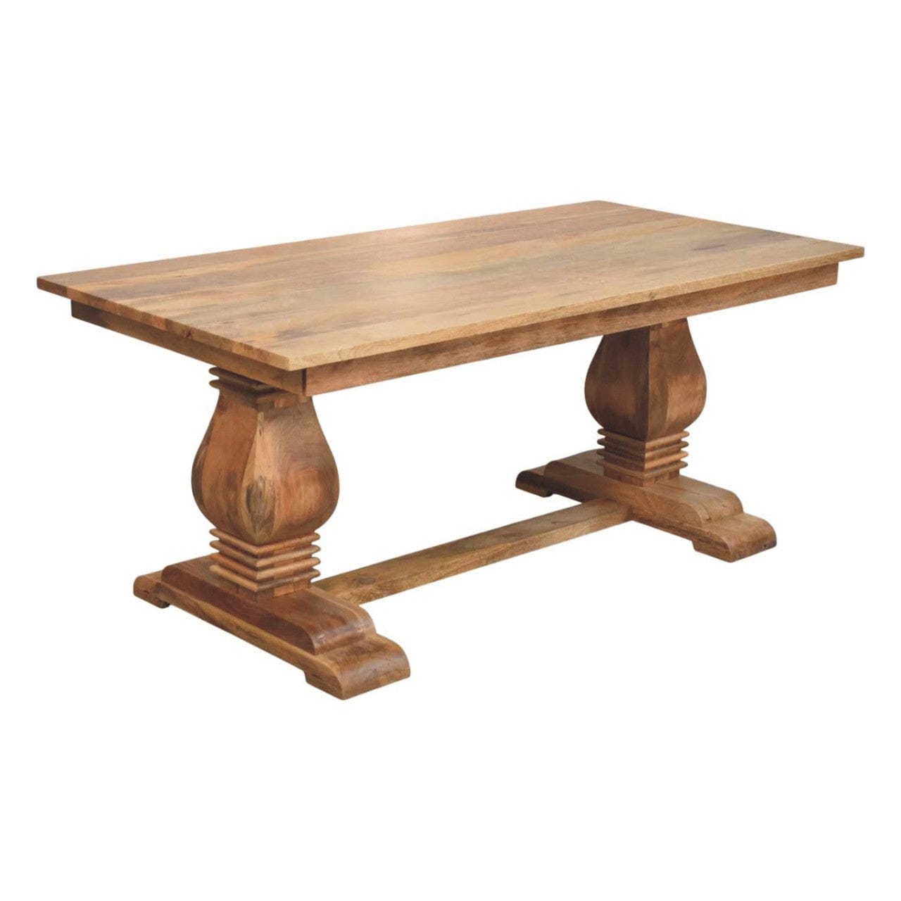 Farmhouse Elmbrook Dining Table - Solid Mango Wood Kitchen Table - product view 4 showing handcrafted solid mango wood...