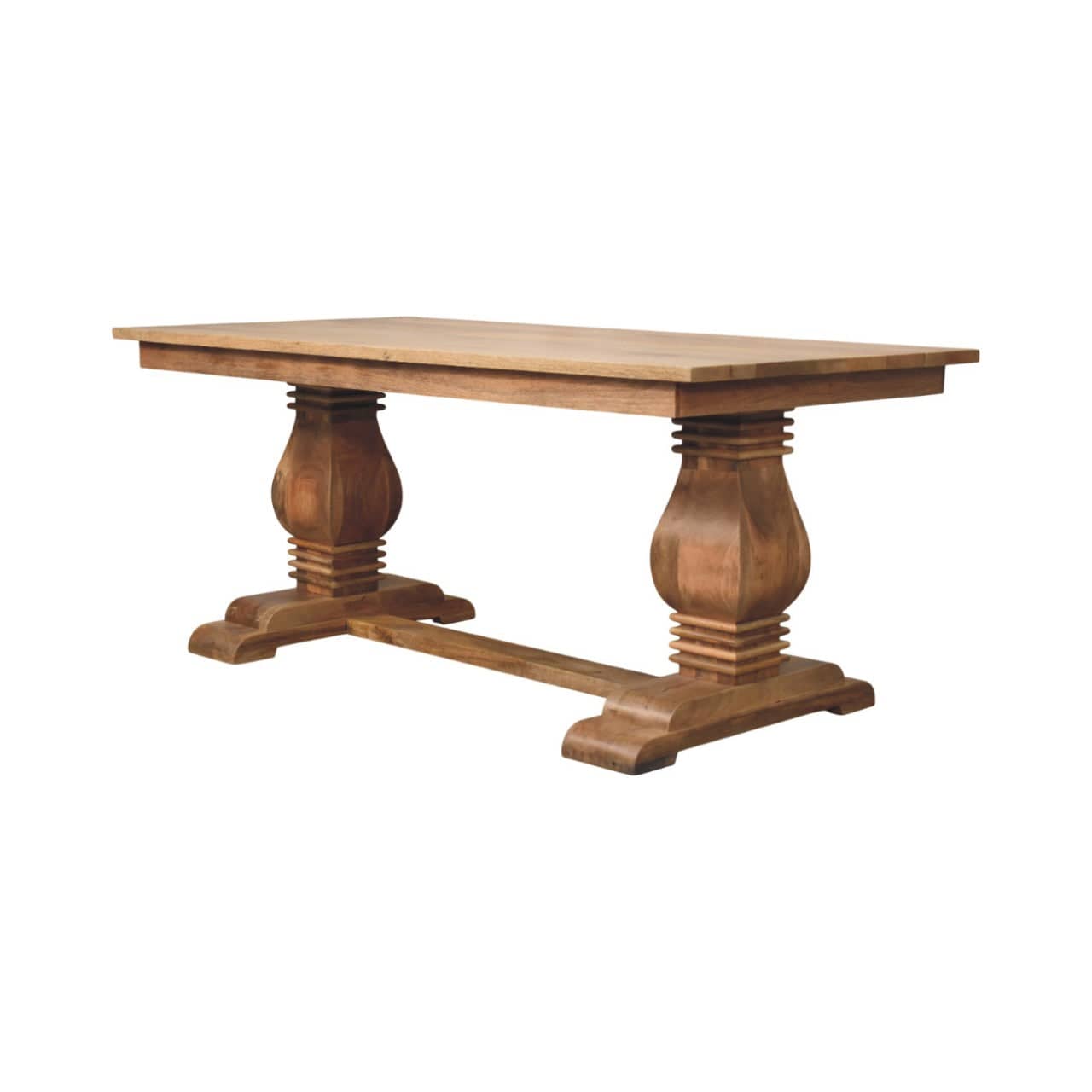 Farmhouse Elmbrook Dining Table - Solid Mango Wood Kitchen Table - product view 3 showing handcrafted solid mango wood...