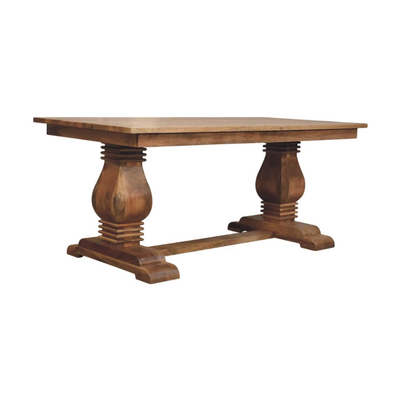 Farmhouse Elmbrook Dining Table - Solid Mango Wood Kitchen Table - product view 2 showing handcrafted solid mango wood...
